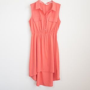 Pink Rose, Coral Sleeveless Shirt dress, size Lg